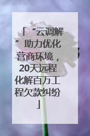 “云调解”助力优化营商环境，20天远程化解百万工程欠款纠纷