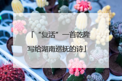 “复活”一首乾隆写给湖南巡抚的诗