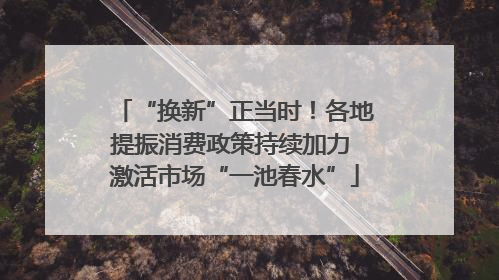 “换新”正当时！各地提振消费政策持续加力 激活市场“一池春水”