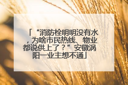 “消防栓明明没有水，为啥市民热线、物业都说供上了？”安徽涡阳一业主想不通