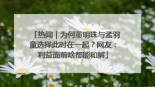 热闻｜为何董明珠与孟羽童选择此时在一起？网友：利益面前啥都能和解