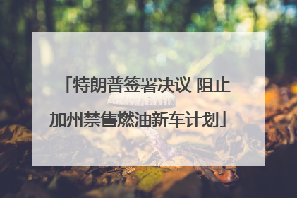 特朗普签署决议 阻止加州禁售燃油新车计划