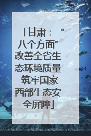 甘肃：“八个方面”改善全省生态环境质量 筑牢国家西部生态安全屏障