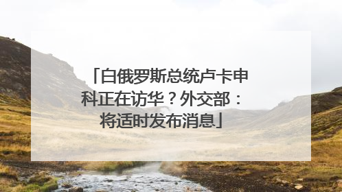 白俄罗斯总统卢卡申科正在访华？外交部：将适时发布消息