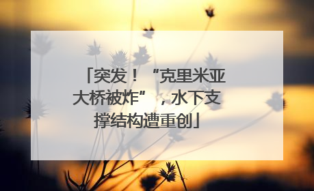 突发！“克里米亚大桥被炸”，水下支撑结构遭重创