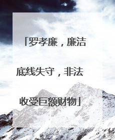 罗孝廉，廉洁底线失守，非法收受巨额财物