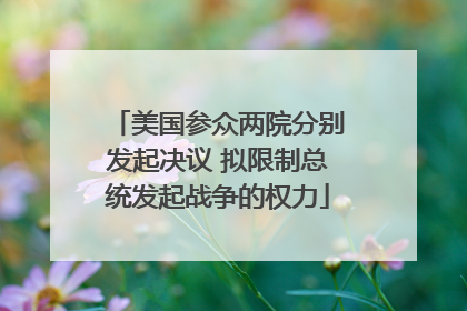 美国参众两院分别发起决议 拟限制总统发起战争的权力