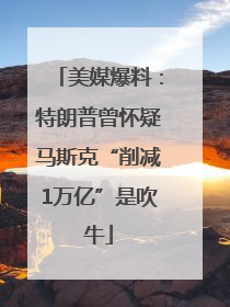美媒爆料：特朗普曾怀疑马斯克“削减1万亿”是吹牛