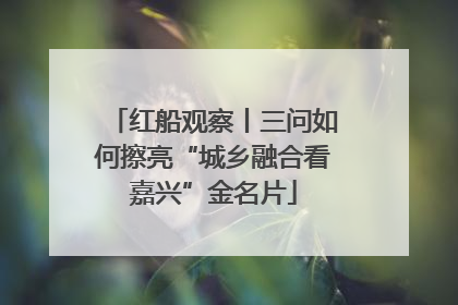 红船观察丨三问如何擦亮“城乡融合看嘉兴”金名片