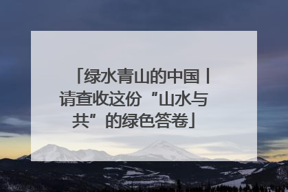 绿水青山的中国丨请查收这份“山水与共”的绿色答卷