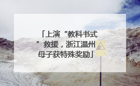 上演“教科书式”救援，浙江温州母子获特殊奖励