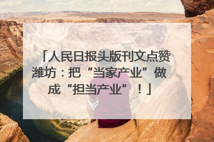 人民日报头版刊文点赞潍坊：把“当家产业”做成“担当产业”！