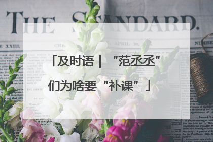 及时语｜“范丞丞”们为啥要“补课”