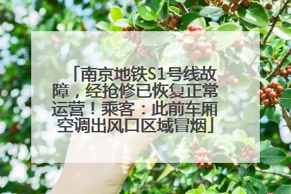 南京地铁S1号线故障，经抢修已恢复正常运营！乘客：此前车厢空调出风口区域冒烟