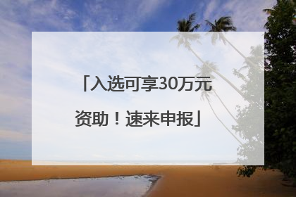 入选可享30万元资助！速来申报