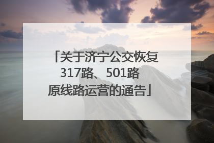 关于济宁公交恢复317路、501路原线路运营的通告