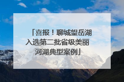喜报！聊城望岳湖入选第二批省级美丽河湖典型案例