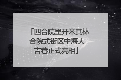 四合院里开米其林 合院式街区中海大吉巷正式亮相