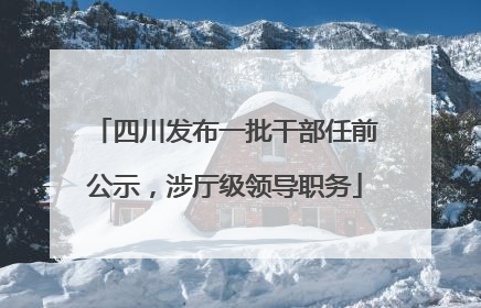 四川发布一批干部任前公示，涉厅级领导职务