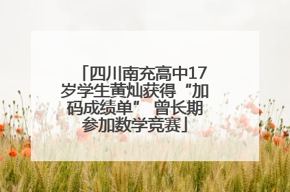 四川南充高中17岁学生黄灿获得“加码成绩单” 曾长期参加数学竞赛