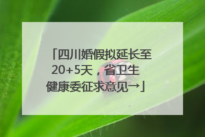 四川婚假拟延长至20+5天，省卫生健康委征求意见→