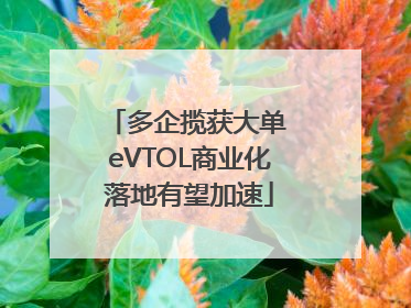 多企揽获大单 eVTOL商业化落地有望加速