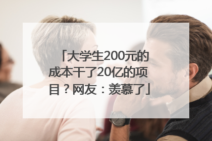 大学生200元的成本干了20亿的项目？网友：羡慕了