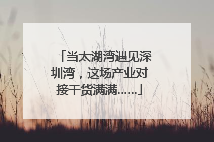 当太湖湾遇见深圳湾，这场产业对接干货满满……