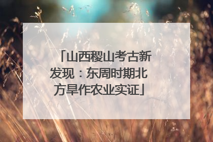 山西稷山考古新发现：东周时期北方旱作农业实证