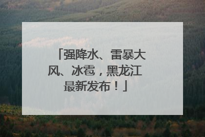 强降水、雷暴大风、冰雹，黑龙江最新发布！