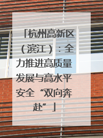 杭州高新区（滨江）：全力推进高质量发展与高水平安全“双向奔赴”