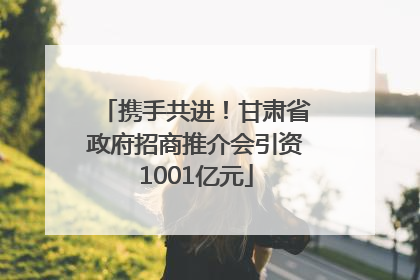 携手共进！甘肃省政府招商推介会引资1001亿元
