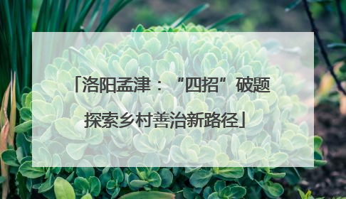 洛阳孟津：“四招”破题 探索乡村善治新路径