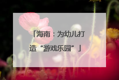 海南：为幼儿打造“游戏乐园”