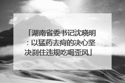 湖南省委书记沈晓明：以猛药去疴的决心坚决刹住违规吃喝歪风