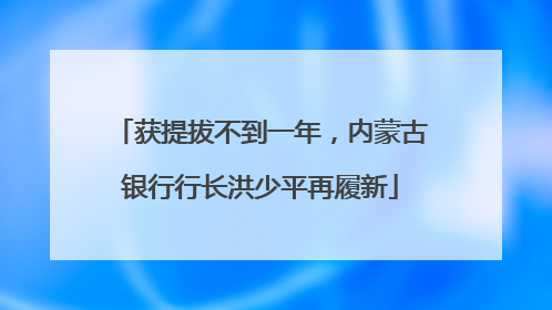 获提拔不到一年，内蒙古银行行长洪少平再履新
