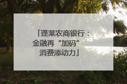 蓬莱农商银行：金融再“加码” 消费添动力