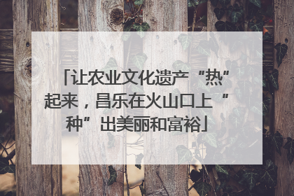 让农业文化遗产“热”起来，昌乐在火山口上“种”出美丽和富裕