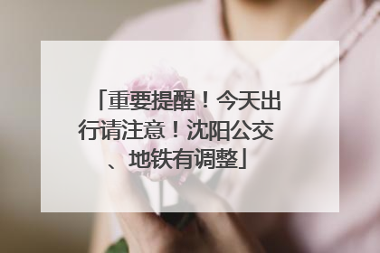 重要提醒！今天出行请注意！沈阳公交、地铁有调整
