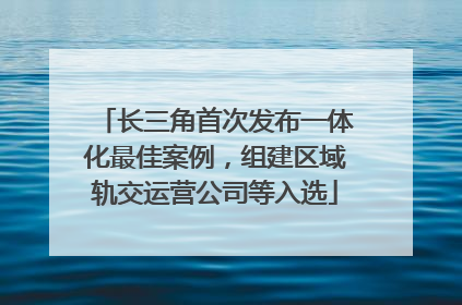 长三角首次发布一体化最佳案例，组建区域轨交运营公司等入选
