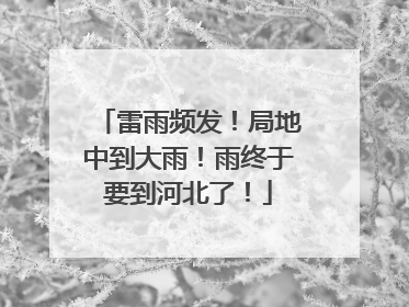 雷雨频发！局地中到大雨！雨终于要到河北了！