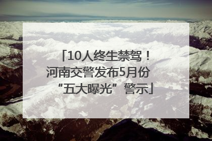10人终生禁驾！河南交警发布5月份“五大曝光”警示