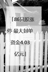 86只股涨停 最大封单资金4.03亿元
